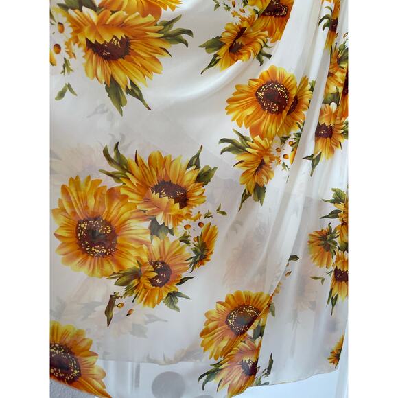 Medium Off White Sunflower Maxi Skirt Summer - Picture 3 of 7